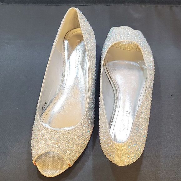 DAVID BRIDAL LOW WEDGE PEEP-TOES WITH CRYSTALS  WOMEN'S SHOE - Picture 8 of 16